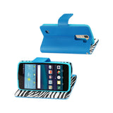  LG Escape 3 Wallet Case With Inner Zebra Print In Blue