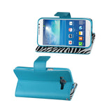  Samsung Galaxy Grand Neo 3-In-1 Wallet Case With Inner Zebra Print In Blue