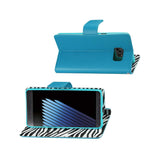  Samsung Galaxy Note 7 Wallet Case With Inner Zebra Print In Blue