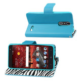  ZTE Grand X4 Wallet Case With Inner Zebra Print In Blue