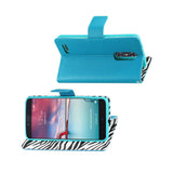  ZTE Zmax Pro/ J981 Wallet Case With Inner Zebra Print In Blue