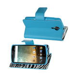  ZTE N817 Wallet Case With Inner Zebra Print In Blue