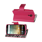  ZTE N817 Wallet Case With Inner Zebra Print In Hot Pink