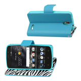  ZTE Maven 2/ Chapel/ Avid Trid (Z831) Wallet Case With Inner Zebra Print In Blue