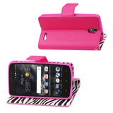  ZTE Maven 2/ Chapel/ Avid Trid (Z831) Wallet Case With Inner Zebra Print In Hot Pink