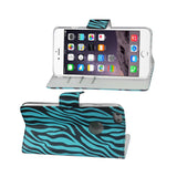  iPhone 6 Plus 3-In-1 Animal Zebra Print Wallet Case In Blue