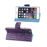  iPhone 6 Plus 3-In-1 Animal Zebra Print Wallet Case In Purple