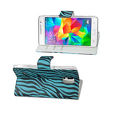  Samsung Galaxy S5 3-In-1 Animal Zebra Print Wallet Case In Blue