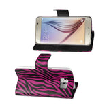  Samsung Galaxy S6 Edge 3-In-1 Animal Zebra Print Wallet Case In Hot Pink