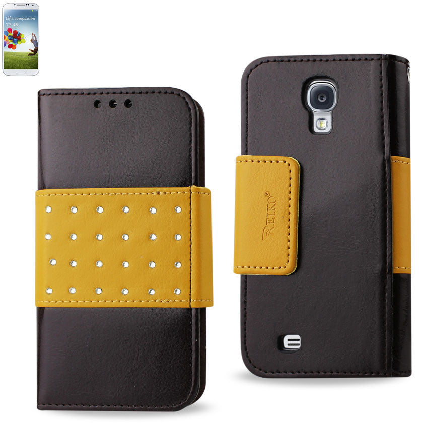 Samsung Galaxy S4 Jewelry Diamond Studs Belt Wallet Case