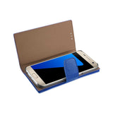  Samsung Galaxy S7 Genuine Leather Rfid Wallet CaseBlue