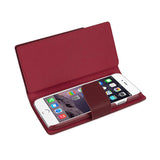  iPhone 6 Plus Genuine Leather Wallet Case With Open Thumb Cut In Burgundy