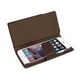  iPhone 6 Plus Genuine Leather Wallet Case With Open Thumb Cut In Umber