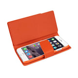  iPhone 6 Genuine Leather Wallet Case With Open Thumb Cut In Tangerine