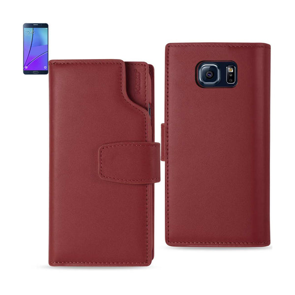 Samsung Galaxy Note 5 Genuine Leather Wallet Case With Open Thumb Cut