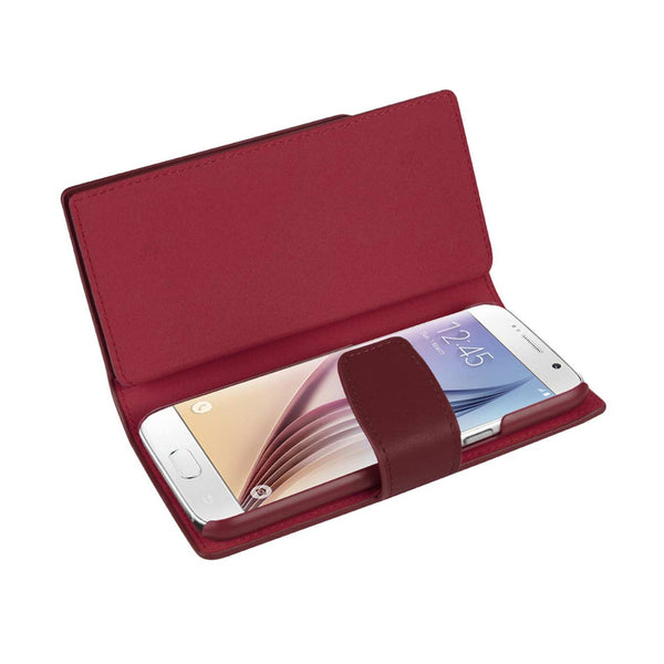 Samsung Galaxy S6 Genuine Leather Wallet Case With Open Thumb Cut