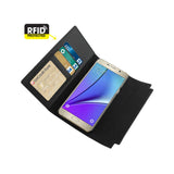  Samsung Galaxy Note 5 Genuine Leather Rfid Wallet Case And Metal Buckle Belt In Black