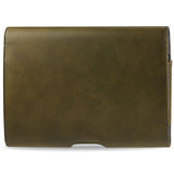  Smooth Horizontal Leather Pouch In Army Green