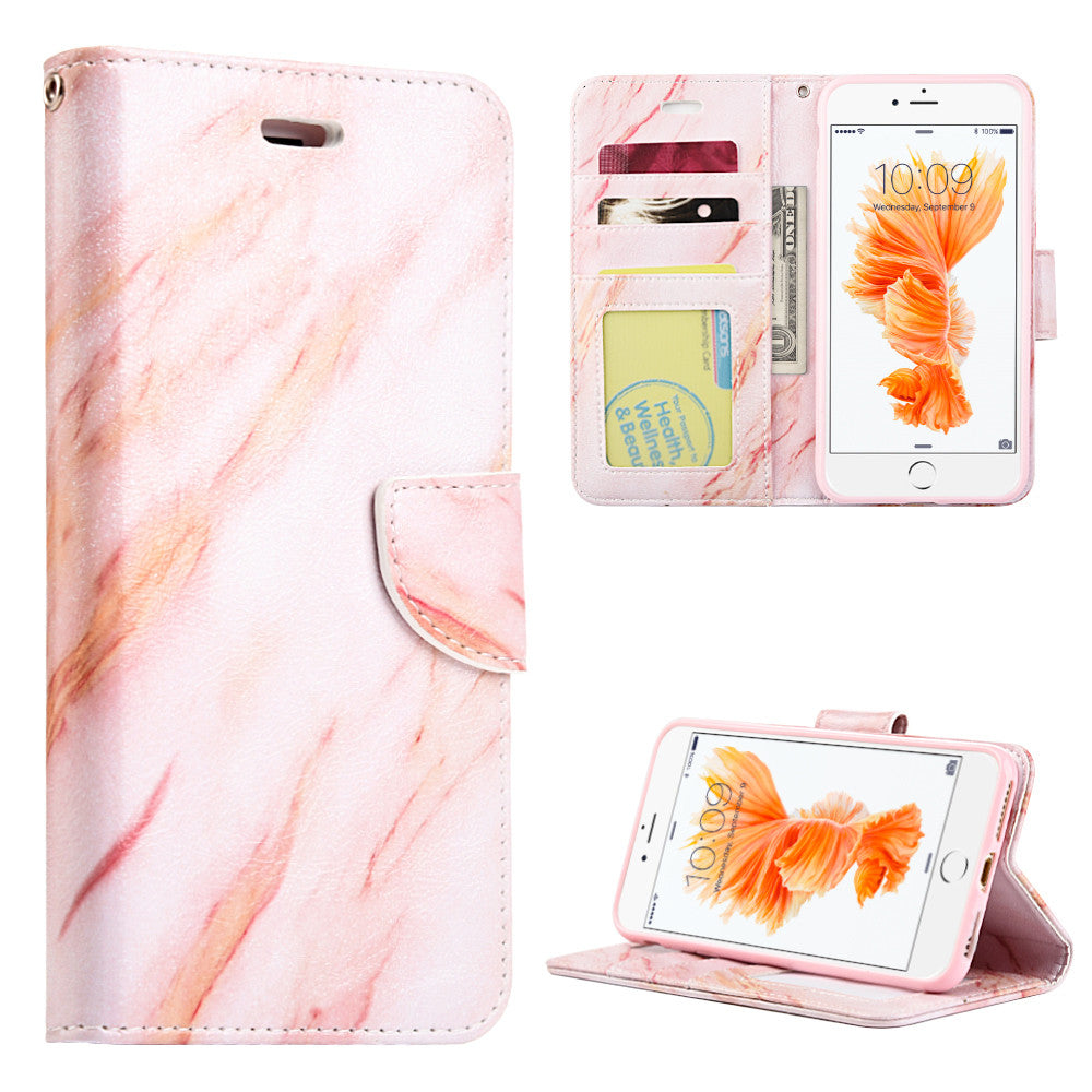 Apple iPhone7 Marble Wallet Pouch Case With Card Slots