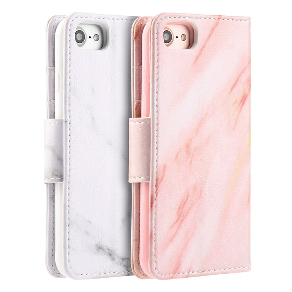 Apple iPhone7 Marble Wallet Pouch Case With Card Slots