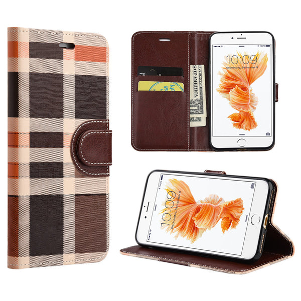 Apple iPhone7 Plaid Wallet With Card Slot