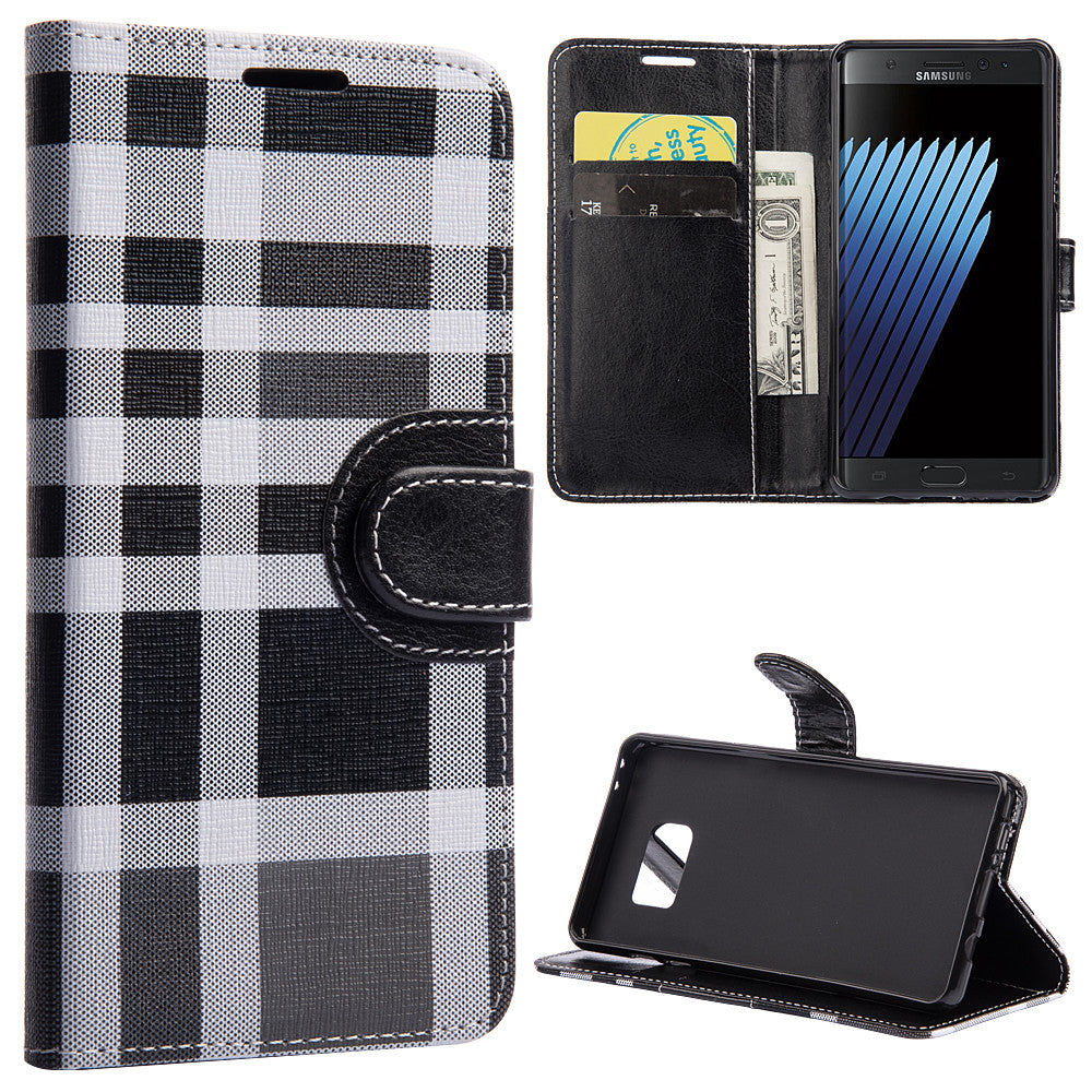 Samsung Galaxy Note 7 Plaid Wallet W/ Card Slot