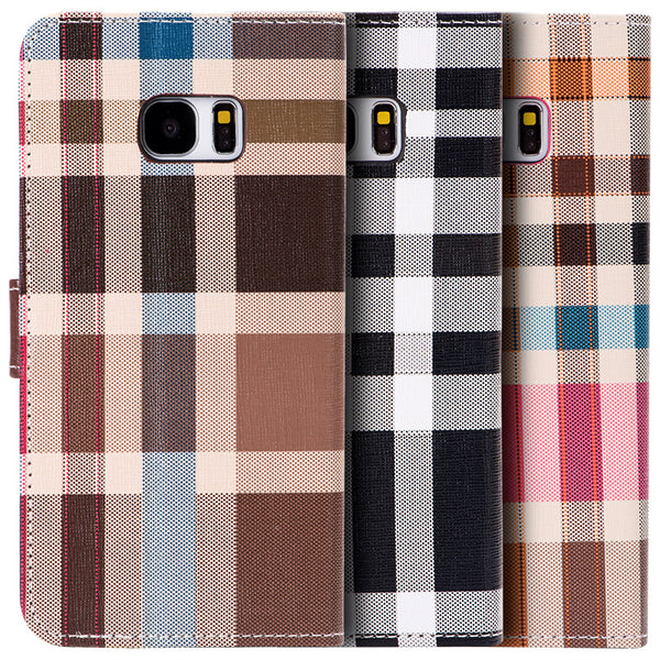 Samsung Galaxy S7 Plaid Wallet W/  Card Slot