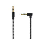 Nylon Braided Right Angle 3.5Mm Male To Male Stereo Audio Cable 3.9Fts