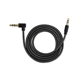  Nylon Braided Right Angle 3.5Mm Male To Male Stereo Audio Cable 3.9Fts In Black