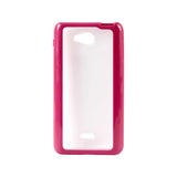  LG Spirit 4G Frame Bumper Clear Back Case In Hot Pink