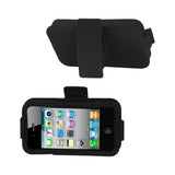  iPhone 4G Hybrid Heavy Duty Holster Combo Kickstand Case In Black