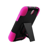  HTC One Sv Hybrid Heavy Duty Case With Kickstand In Black Hot Pink