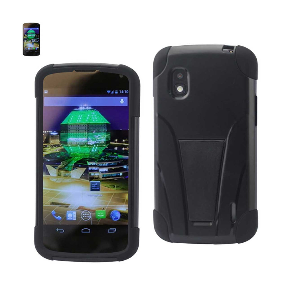 LG Nexus 4 Hybrid Heavy Duty Case With Kickstand