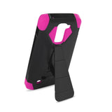  LG K7 Hybrid Heavy Duty Case With Kickstand In Hot Pink Black