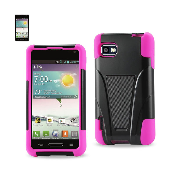 LG Optimus F3 Ls720 Hybrid Heavy Duty Case With Kickstand