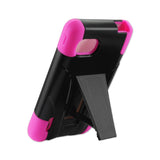  LG Optimus F3 Ls720 Hybrid Heavy Duty Case With Kickstand In Hot Pink Black