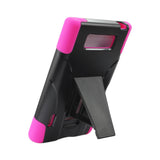  LG Splendor Hybrid Heavy Duty Case With Kickstand In Black Hot Pink