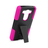  LG V10 Hybrid Heavy Duty Case With Kickstand In Hot Pink Black