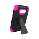  Samsung Galaxy S7 Edge Hybrid Heavy Duty Case With Kickstand In Hot Pink Black