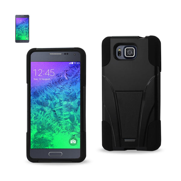 Samsung Galaxy Alpha Hybrid Heavy Duty Case With Kickstand