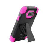  Samsung Galaxy S7 Active Hybrid Heavy Duty Case With Kickstand In Hot Pink Black