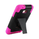  Samsung Galaxy S2 Hybrid Heavy Duty Case With Kickstand In Hot Pink Black