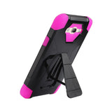  Samsung Galaxy J7 (2016) Hybrid Heavy Duty Case With Kickstand In Hot Pink Black