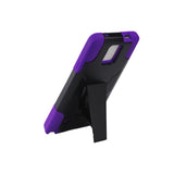  Samsung Galaxy Note 4 Hybrid Heavy Duty Case With Kickstand In Purple Black