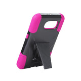  Samsung Galaxy S6 Hybrid Heavy Duty Case With Kickstand In Hot Pink Black