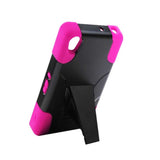  Sony Xperia Z3V Hybrid Heavy Duty Case With Kickstand In Hot Pink Black