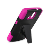  ZTE Axon Pro Hybrid Heavy Duty Case With Kickstand In Hot Pink Black