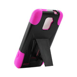  ZTE Warp 4G Hybrid Heavy Duty Case With Kickstand In Hot Pink Black