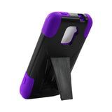  ZTE Warp 4G Hybrid Heavy Duty Case With Kickstand In Purple Black