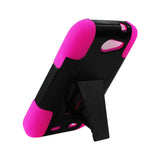  ZTE Warp Sync Hybrid Heavy Duty Case With Kickstand In Hot Pink Black